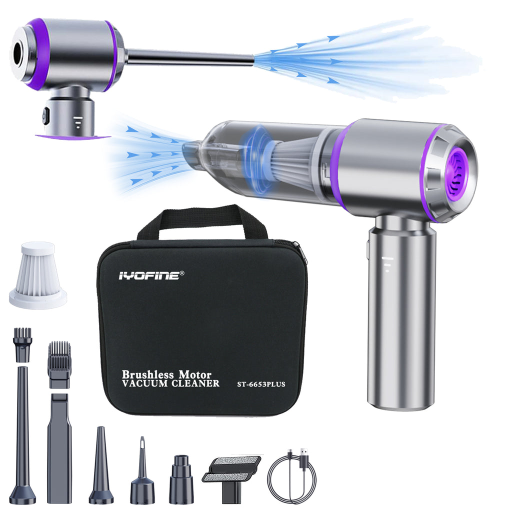 Vacuum/Air Duster 80,000RPM Super Power Mini Car Vacuum Cleaner 4-in-1 air Blower Gun Air Duster & Air Blower & Pump Hand Electric air Duster Handheld dust Blower Blower Cordless (Purple)